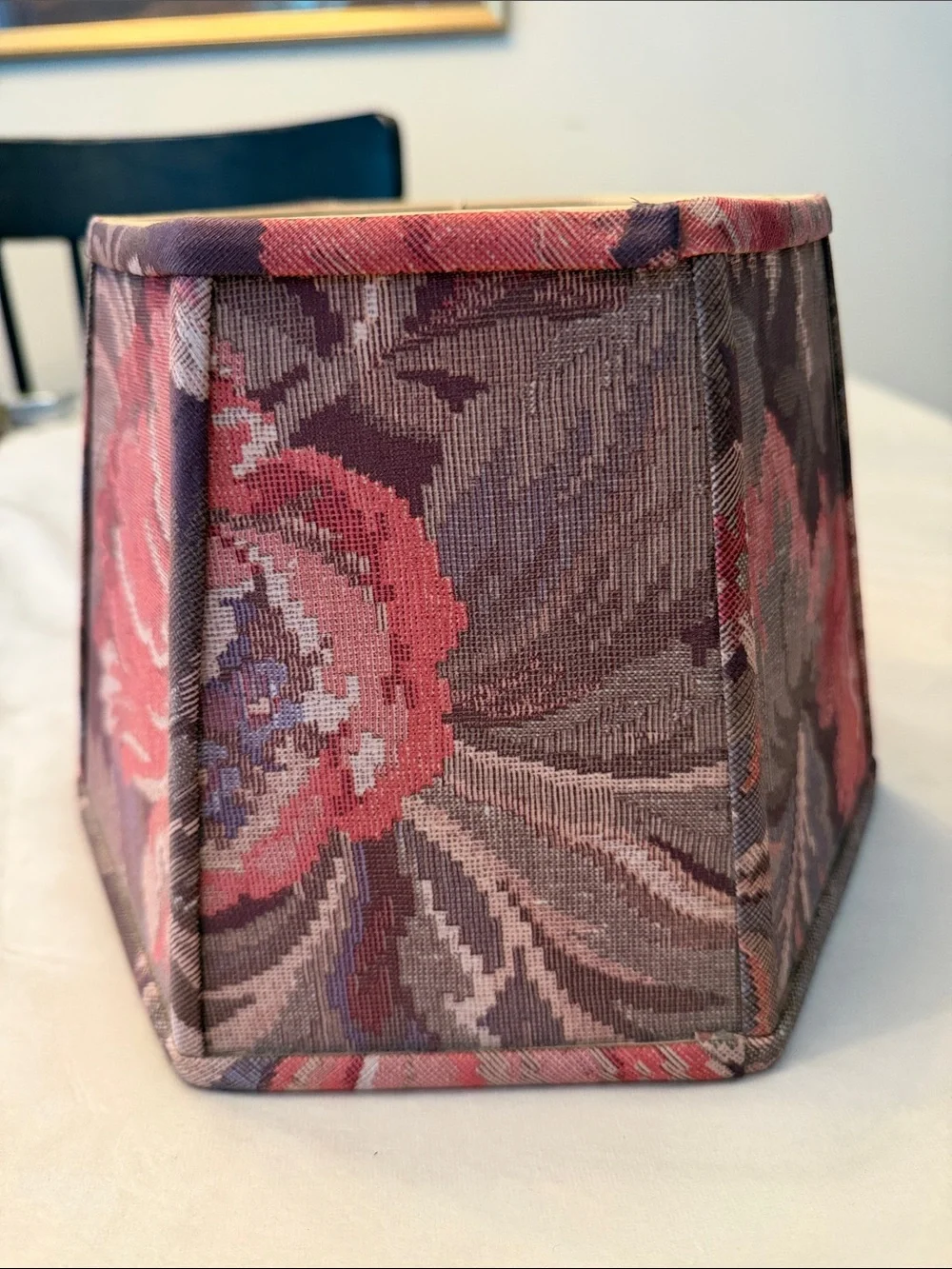 Vintage Floral Tapestry Hexagon Lamp Shade in Plum and Rose